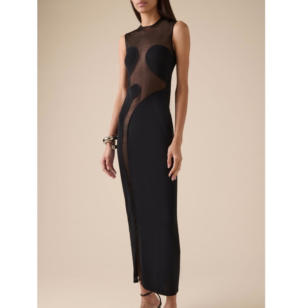 ALAIA Black Paneled Mesh Maxi Dress NWT - Picture 6 of 16